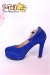 รองเท้าส้นสูง มีสายรัดข้อเท้า (ถอดได้) สีฟ้า(สักหลาด) ไซส์ 37 (23.5 cm)